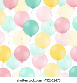Postal Con Globos Coloridos, Con Malla De Gradiente, Ilustración Vectorial