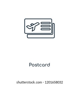 Postcard concept line icon. Linear Postcard concept outline symbol design. This simple element illustration can be used for web and mobile UI/UX.