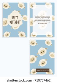 Postcard with cute animal faces pattern