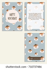 Postcard with cute animal faces pattern