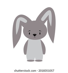 Postcard with a cute bunny. Isolated on white background