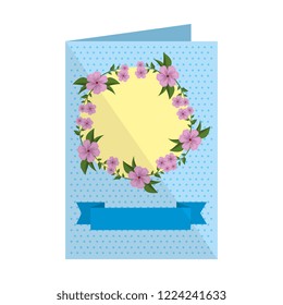 postcard with cute flower and leafs crown
