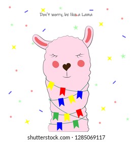 postcard with a cute Lama
