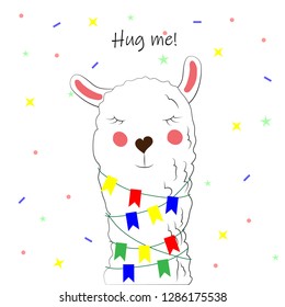 postcard with a cute lama