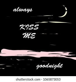 Postcard with cute wish on a dark background with a picture of a night sky