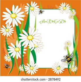 postcard with daisywheel and bee