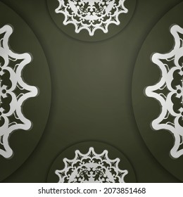 Postcard in dark green color with an abstract white pattern for your congratulations.
