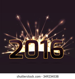 Postcard with the date 2016 with fireworks for your creativity