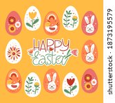 Postcard for the day of Easter. Modern easter print, greeting card, poster, banner, sticker and other users. Vector illustration.