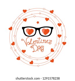 Postcard to the day of Valentine's. Valentine's day print and web. Vector illustration for Valentine's day  greeting cards