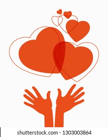 Postcard to the day of Valentine's. Valentine's day print and web. Vector illustration for Valentine's day  greeting cards