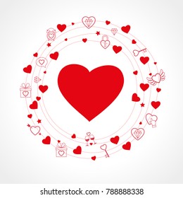 Postcard to the day of Valentine's. Valentine's day print and web. Vector illustration for Valentine's day  greeting cards