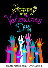 Postcard to the day of Valentine's. Valentine's day print and web. Vector illustration for Valentine's day  greeting 