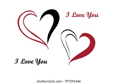 postcard - declaration of love in the form of heart contours