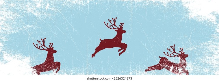 Postcard with a deer and a winter landscape.  