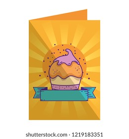 postcard with delicious cupcake sweet