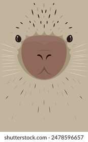 A postcard depicting the face of a baby porcupine in light brown colours. Card with the face of a cute strange animal.