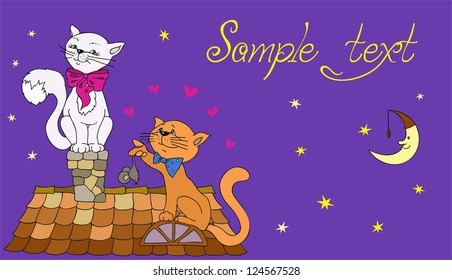 Postcard depicting lovers cats