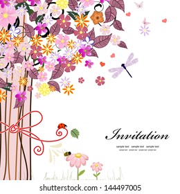 Postcard design with decorative tree
