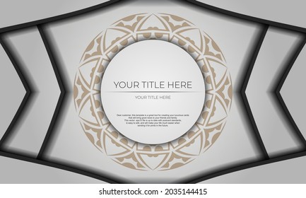 Postcard design with Greek ornaments. White vector background with ornaments and place for your logo.