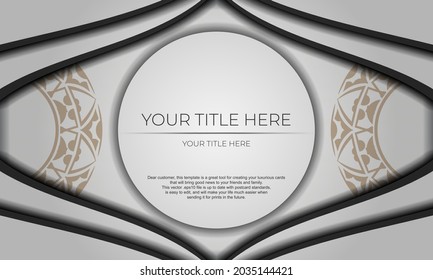 Postcard design with Greek ornaments. White vector background with ornaments and place for your logo.