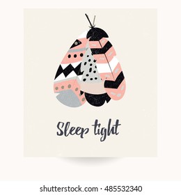 Postcard design with inspirational quote and bohemian colorful feathers, vector illustration