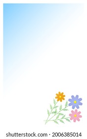 Postcard design for the late-summer greetings . Cosmos.