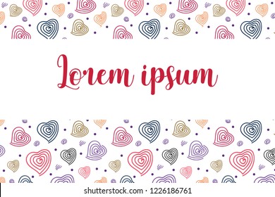 Postcard design with love pattern motifs