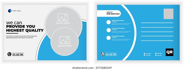 Postcard Design Template Corporate Card Design Creative Postcard Design Editable and Abstract 