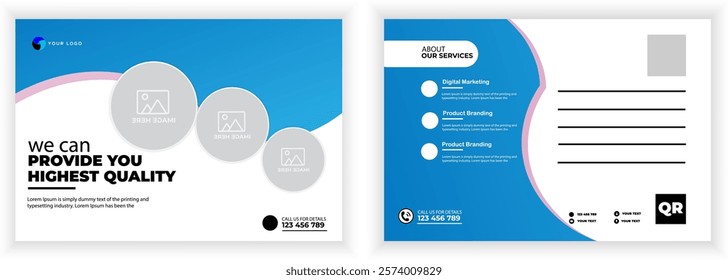 Postcard Design Template Corporate Card Design Creative Postcard Design Editable and Abstract