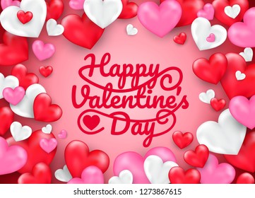Postcard design Valentine's Day with a heart ball Vector illustration