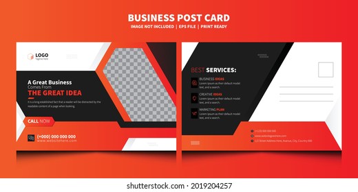 Postcard Design Vector. Corporate Business Postcard Template. Double-Sided Business Postcard Design
