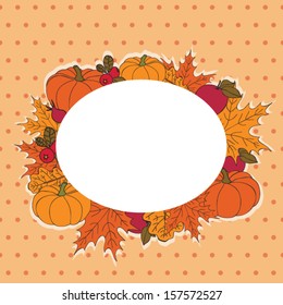 Postcard design in vector on polka dot background