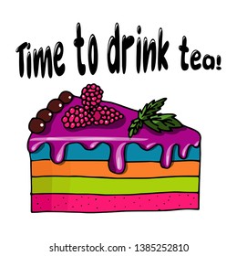 Postcard dessert. Vector illustration with delicious cakes, which can be given for a birthday, or any other holiday. Also can be used as a print on your favorite things.