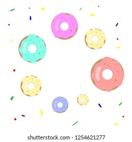 Postcard with donuts and confetti