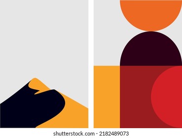 postal con duna. afiche minimalista con formas geométricas.