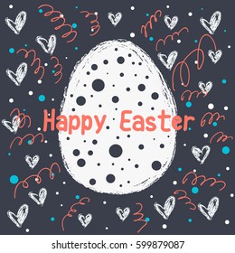 Postcard to Easter. banner or print with  hand drawn text. poster drawing with imitation of chalk sketch