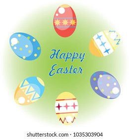 Postcard, Easter Banner, Vector Illustration of Easter Eggs