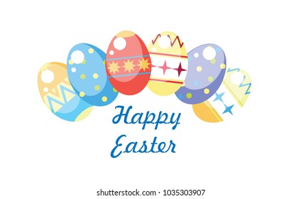 Postcard, Easter Banner, Vector Illustration of Easter Eggs