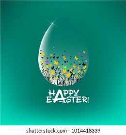 Postcard with egg Happy Easter! Vector