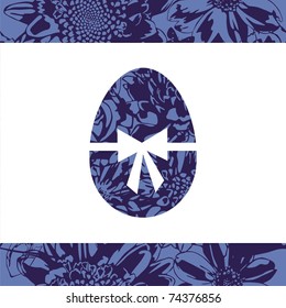 Postcard with egg which consist of flowers. Vector illustration.