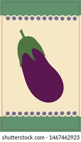 postcard with eggplant, vegetable, simple design