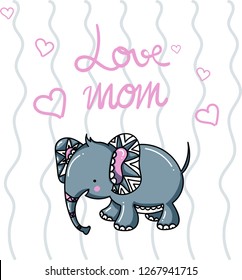 postcard elephant love mom