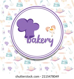 the postcard is an emblem on the bakery theme using a pattern. Suitable for website, postcard, logo flyer