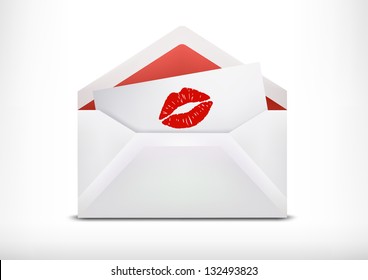 postcard in an envelope with a kiss
