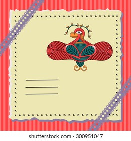  postcard with a fabulous bird. vector
