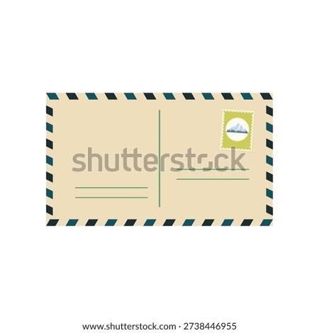 Postcard with fictitious stamp. vector illustration isolated on white background.