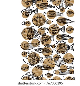 Postcard with fish and gold polka dot.