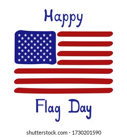 Postcard to the Flag Day of the United States of America. June 14th. Greeting card, poster or banner