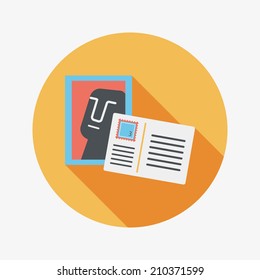 Postcard flat icon with long shadow